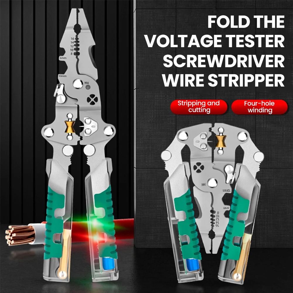 Automatic Wire Stripper Cutter - Foldalbe Wire Stripping Pliers Voltage Testing