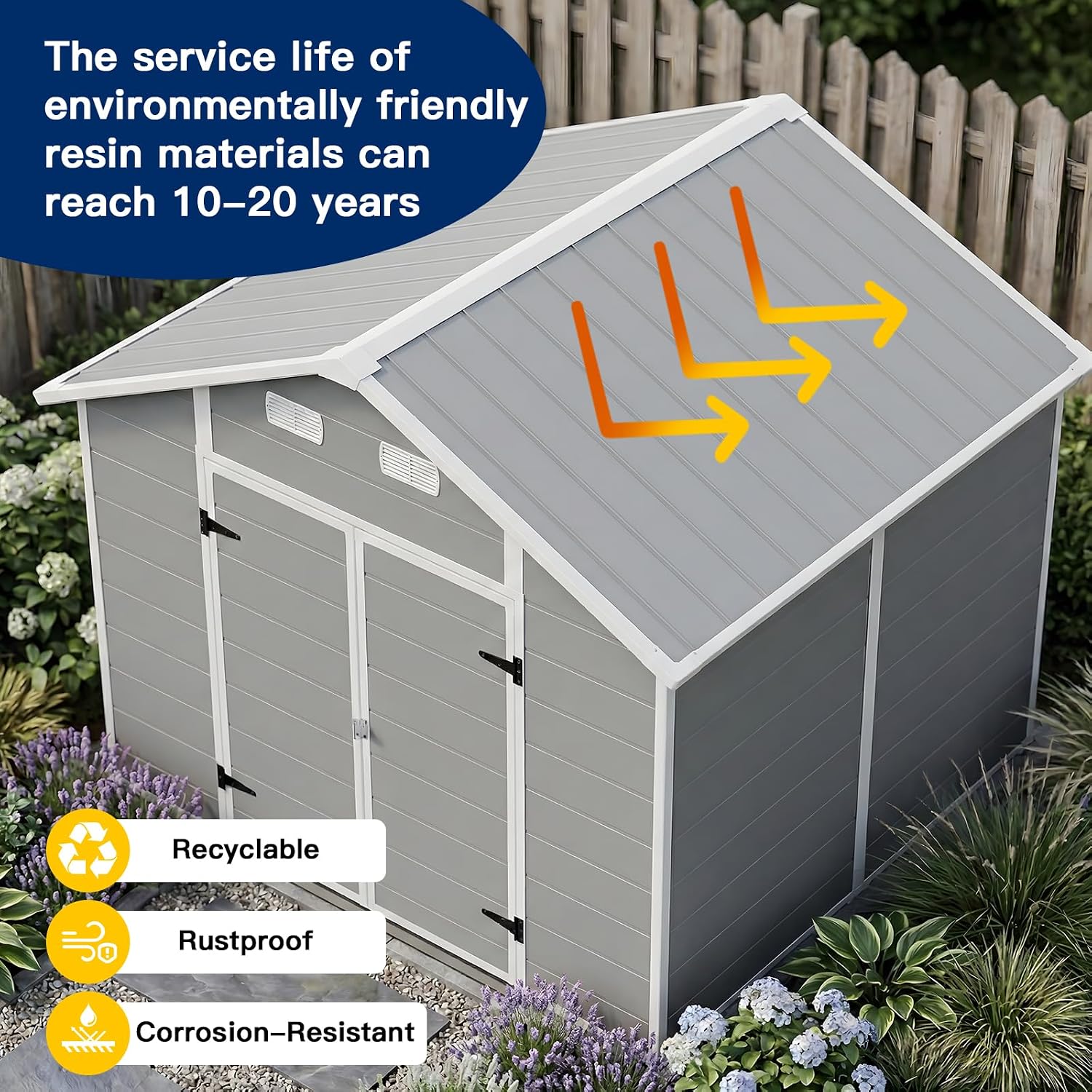 Garden Tools - 8x6 FT Outdoor Storage Shed with