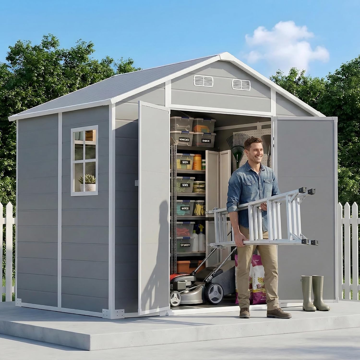 8x6 FT Outdoor Storage Shed wi - Garden Tools 评论和价格