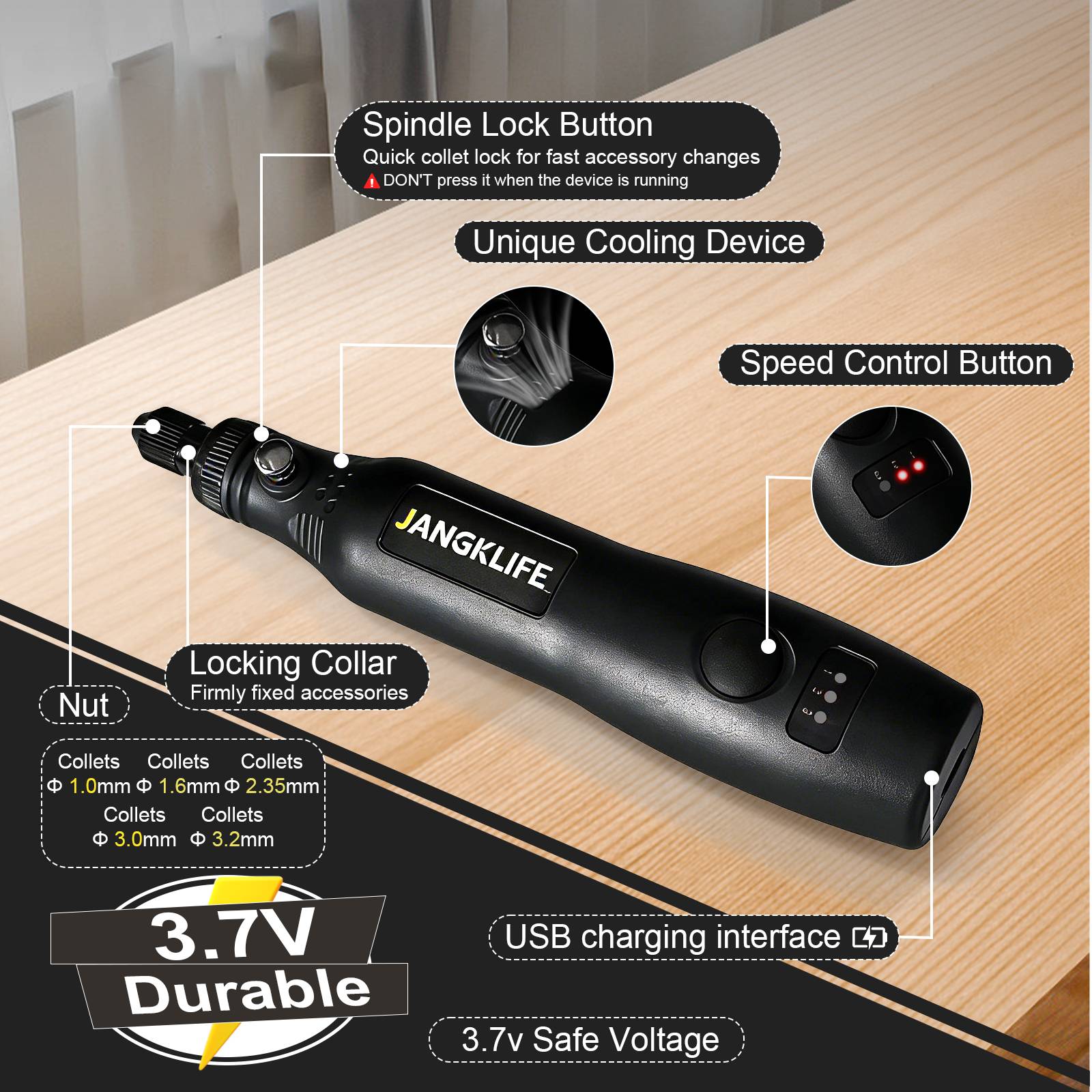 JANGKLIFE USB Cordless Rotary  - Cordless Rotary Tool Kit Accessories 评论和价格