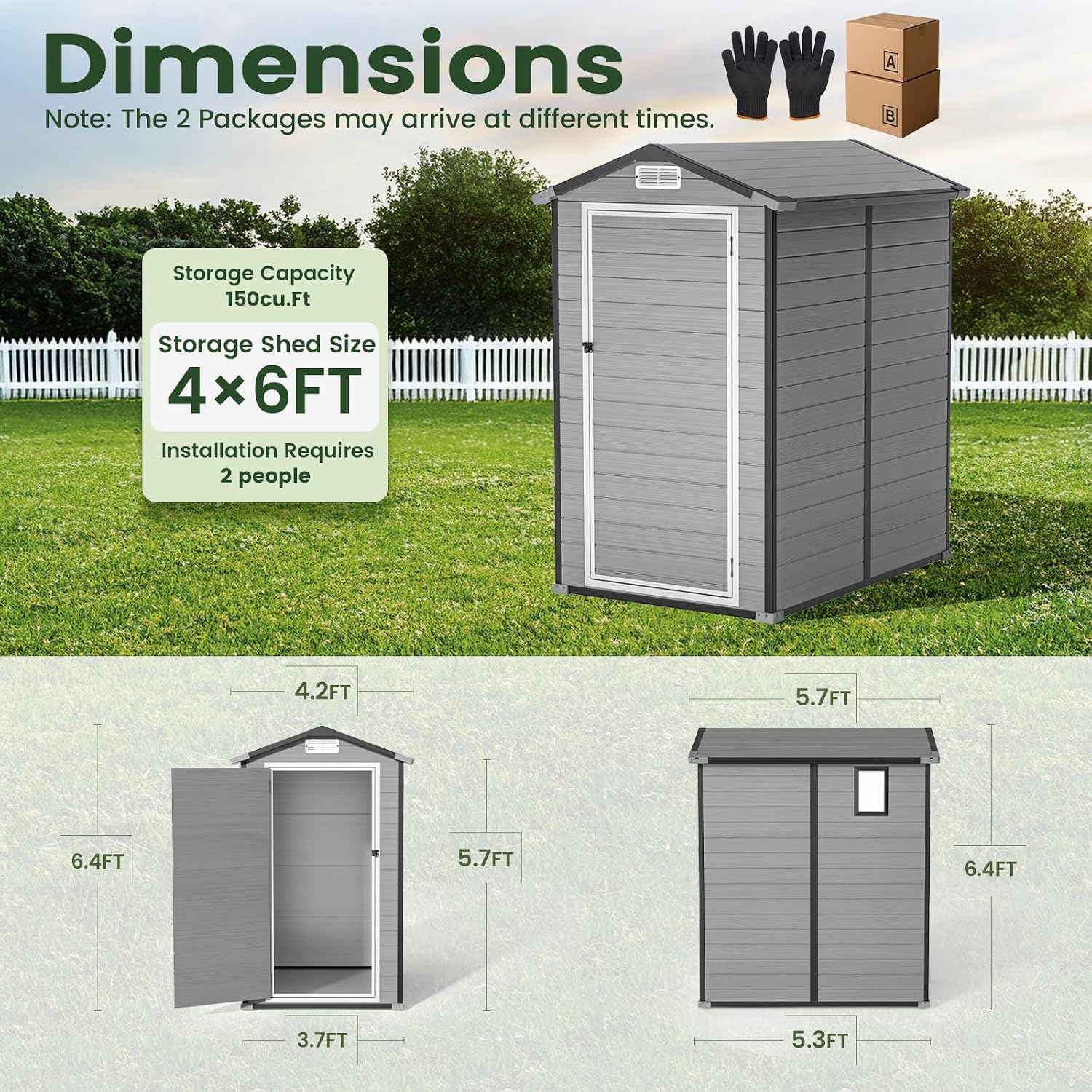 Outdoor Storage Shed with Floo - Garden Tools 评论和价格