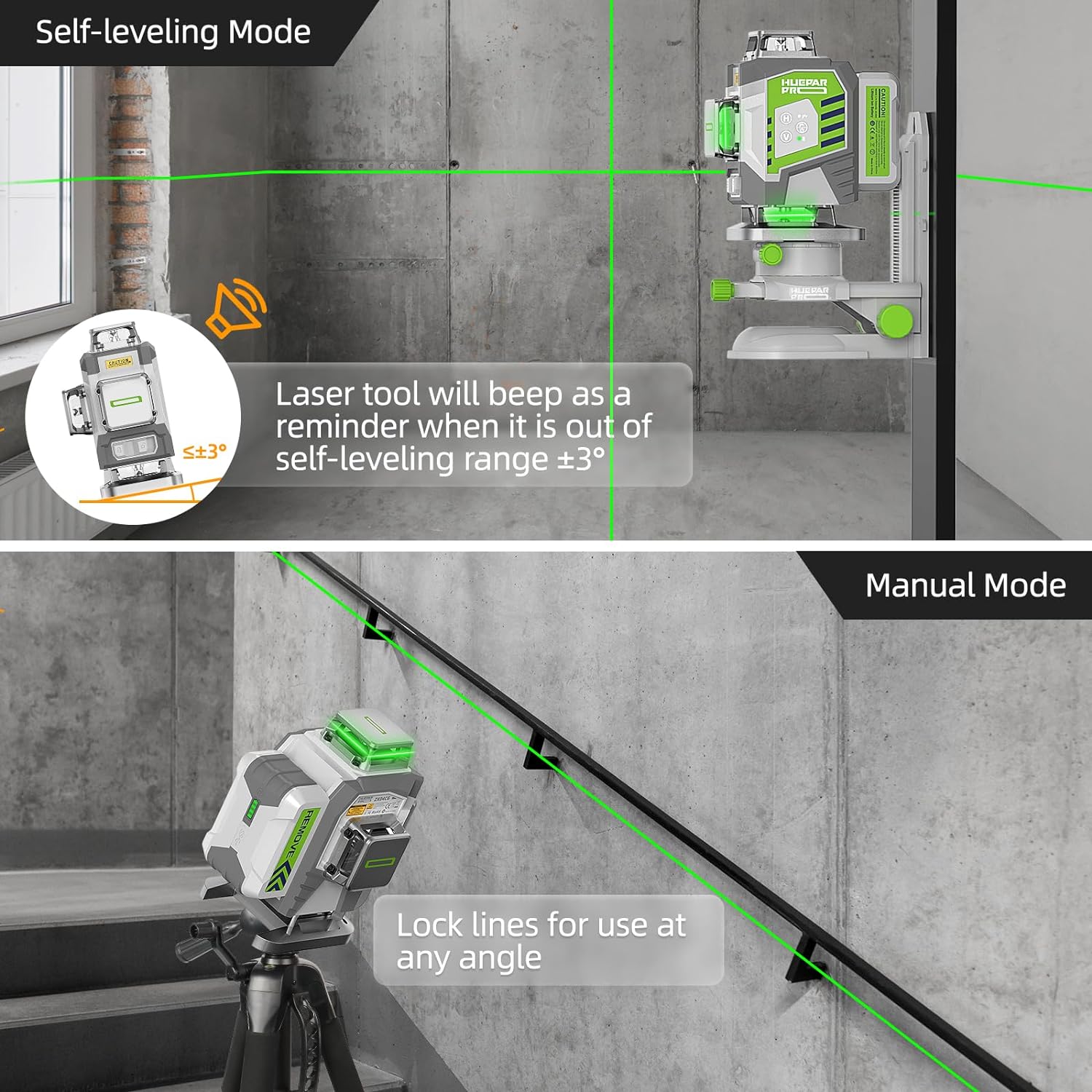 Huepar 4D Cross Line Laser Lev - Laser Level 16 Lines 4D Green 评论和价格