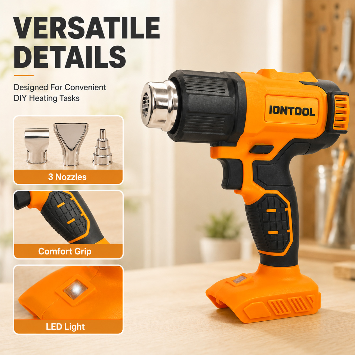 IONTOOL 250/500LPM 550℃ Cordle - Cordless Heat Gun For Shrink Tubing 评论和价格
