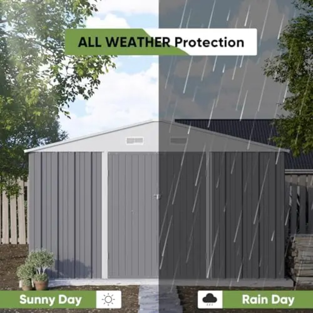 10x10 FT Metal Storage Shed, B - Garden Tools 评论和价格