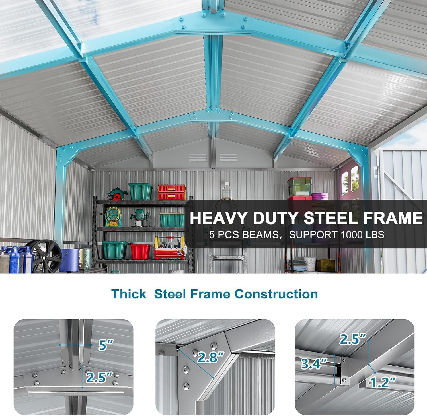 12x10 FT Metal Storage Shed wi - Garden Tools 评论和价格